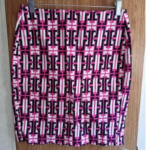 Banana Republic Graphic Print Mini Skirt Pink Black Stretch Retro Dopamine